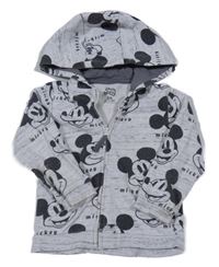Šedá propínací mikina s Mickeym a kapucí C&A
