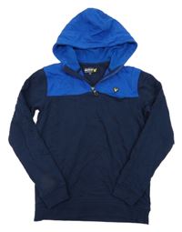Tmavomodro-modrá propínací mikina s kapucí Lyle&Scott