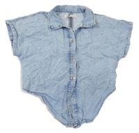 Světlemodrá lehká riflová crop košile Zara