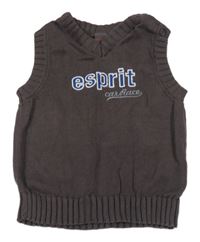 Antracitová svetrová vesta s logom Esprit