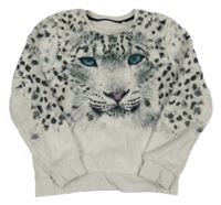 Bielo-sivá plyšová mikina s leopardom C&A