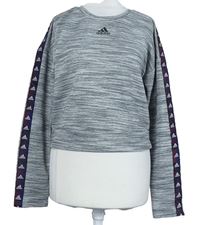 Dámska sivá melírovaná športová crop mikina s logy Adidas