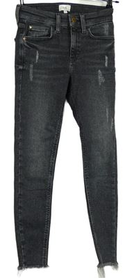Dámské tmavošedé skinny kotníkové rifle s prošoupáním River island 