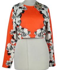 Nové - Dámské červené květované crop triko Boohoo 