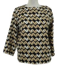 Dámská černo-béžová vzorovaná halenka Opus 