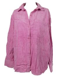 Dámska ružová sametovo/manšestrová košeľová bunda H&M