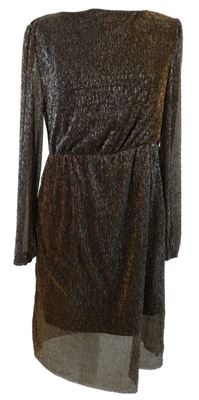 Dámské černo-stříbrno-bronzové tylové koktejlové šaty Up2FAshion 