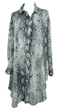 Dámská šedo-černá vzorovaná žoržetová halenková tunika River Island 