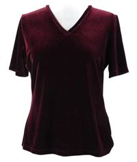 Dámske vínové zamatové tričko M&S