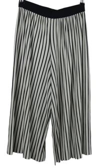 Dámské černo-bílé pruhované culottes kalhoty 