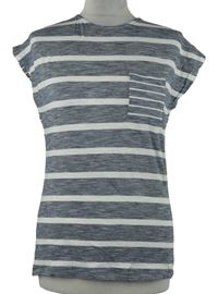 Dámské tmavomodro-bílé pruhované tričko TU 