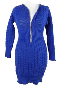 Dámske zafírové svetrové šaty