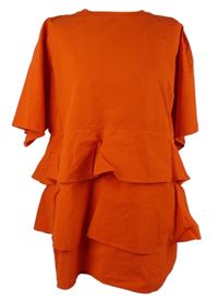 Dámská červená oversize tunika s volánky Zara 