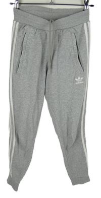 Dámské šedé tepláky s pruhy Adidas 