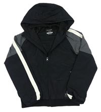 Čierno-sivo-biela šušťáková jarná bunda s kapucňou Primark