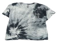 Sivo-čierne batikované crop tričko s nápisom F&F