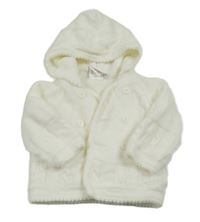 Bílý podšitý propínací svetr s kapucí 