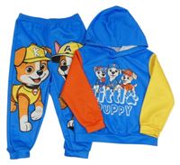 2set- modro-oranžovo-žlutá sportovní mikina s Paw PAtrol a kapucí+ tepláky