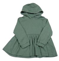 Khaki rebrovaná tunika s kapucňou Nutmeg