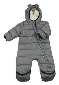 Šedá šusťáková zimní kombinéza s kapucí- medvídek Lily & Dan