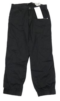 Nové - Tmavošedé plátěné cuff kalhoty Terranova