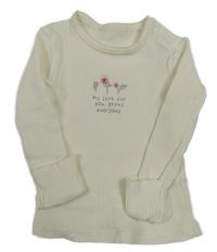 Smetanové žebrované triko s kytičkami a nápisem George