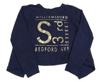 Tmavomodrá mikina s nápisom H&M