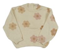 Smetanový květinový svetr LC Waikiki