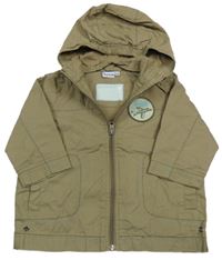 Béžová plátěná jarní bunda s letadlem a kapucí Impidimpi