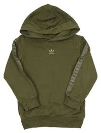 Khaki mikina s logem a kapucí Adidas