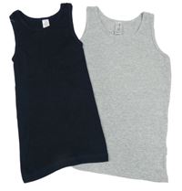 2x tílko - tmavomodré + šedé