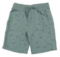 Khaki teplákové kraťasy so skateboardom Topolino