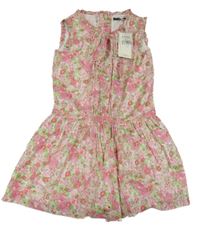 Nové - Bílé bavlněné šaty s květinami Tizzas