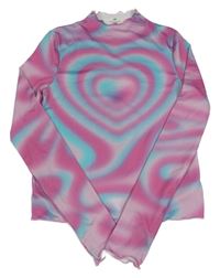 Fialovo-modro-farebné tričko so srdcem H&M