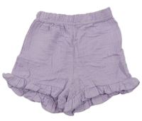 Fialové mušelinové kraťasy s volány