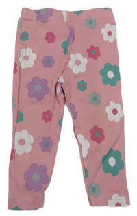 Ružové rebrované legíny s kvetinami Ergee