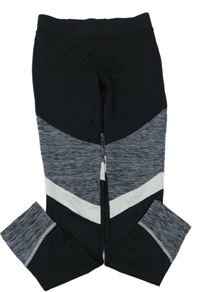 Černo-bílo-šedé melírované sportovní legíny Yigga