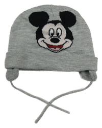 Šedá pletená čepice s Mickeym 