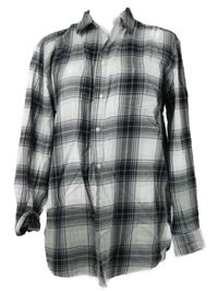 Dámska bielo-tmavomodro-béžová kockovaná blúzková á tunika H&M