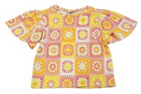 Farebné kockované tričko s kvietkami Matalan