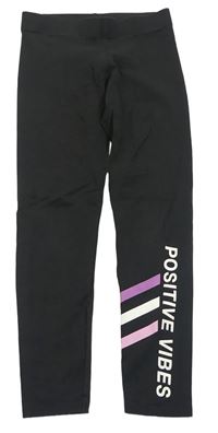 Antracitové legíny s nápisom a pruhmi M&S