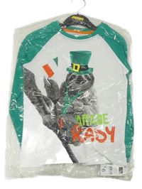 Bílo-zelené triko s lenochodem Dunnes Stores