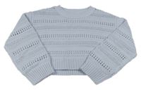 Svetlomodrý perforovaný crop sveter H&M