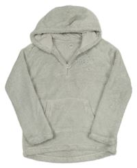 Šedá chlupatá mikina s hvězdičkami a kapucí GAP