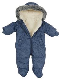 Modrošedá šušťáková zimná kombinéza s Dumbem a kapucňou George