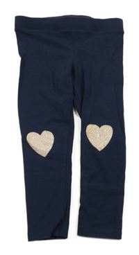 Tmavomodré legíny so srdiečkami H&M