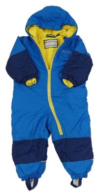 Modro-tmavomodrá šušťáková zimná kombinéza s kapucňou Lupilu