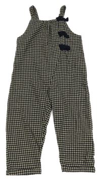 Tmavomodro-béžové kockované ľahké na traké nohavice s mašľami Zara