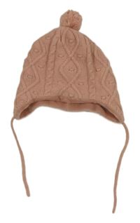 Růžová čepice s 3D vzorem a bambulí 