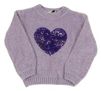 Lila žinylkový sveter s překlápěcími flitre C&A
